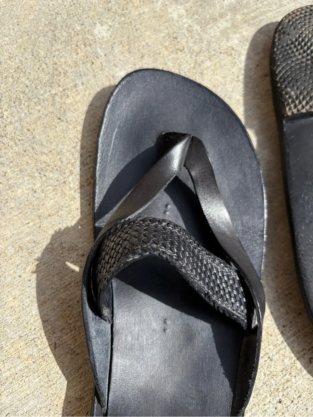 Moma Black Leather Woven & Smooth Strap Women's Sandals - Italian, Worn 3x